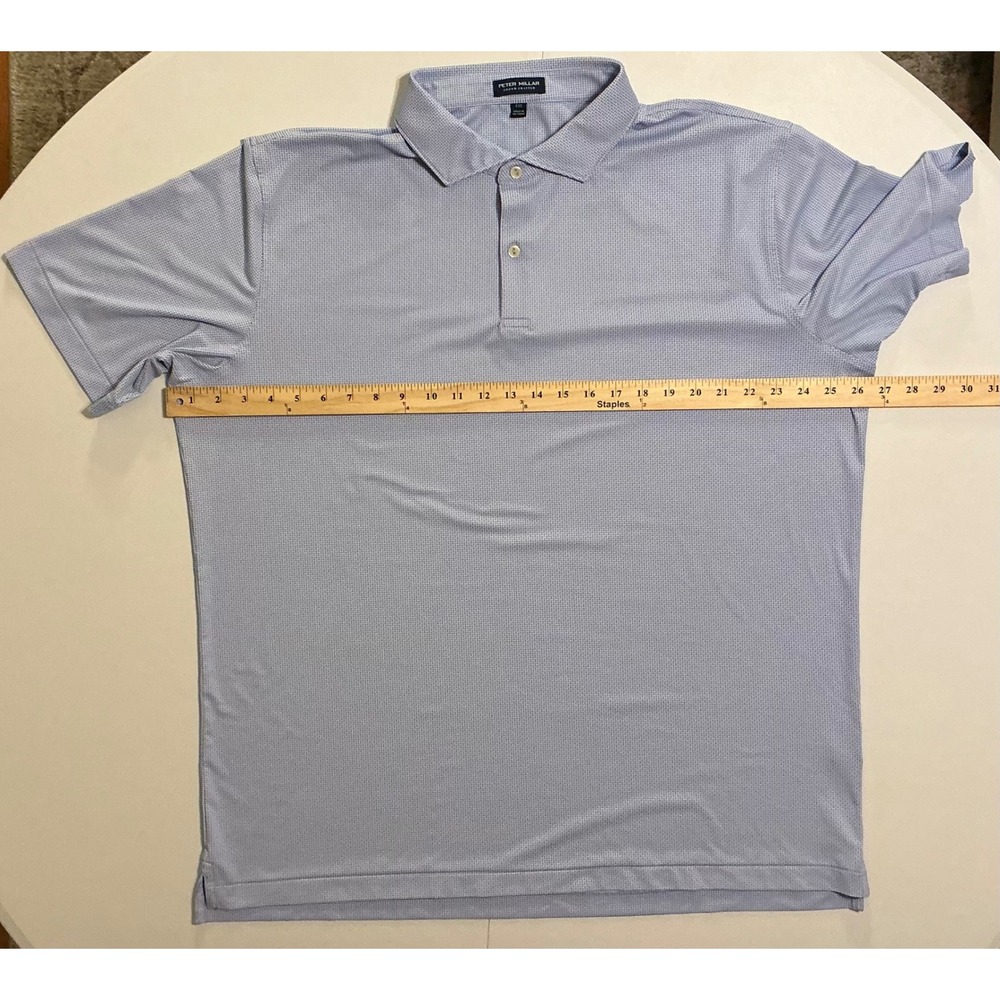 Peter Millar Crown Crafted Mens 2XL Blue Micro Print Performance Golf Polo Shirt - Picture 4 of 8